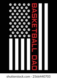 Vintage Basketball Dad USA Flag Design.