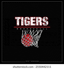 Vintage Basketball, Hoops, Game, Team, Sport, Net, Ball, Tiger, Tiger Basketball, Team Player, Basketball Net, Basketball Ball, Sports