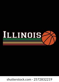 Vintage Basketball Illinois City Retro