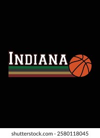 Vintage Basketball Indiana City Retro Stripes