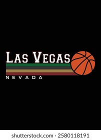 Vintage Basketball Las Vegas City Retro Stripes