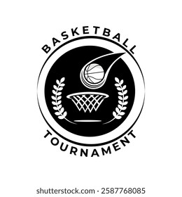 Vintage Basketball logo design vector template. Round basketball logo design template