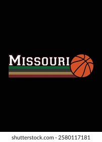 Vintage Basketball Missouri City Retro Stripes