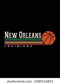 Vintage Basketball New Orleans City Retro Stripes