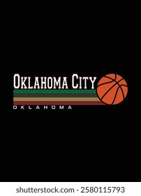 Vintage Basketball Oklahoma City City Retro Stripes