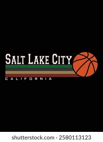 Vintage Basketball Salt Lake City City Retro Stripes