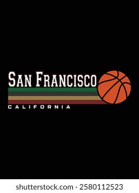 Vintage Basketball San Francisco City Retro Stripes