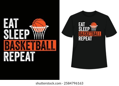 Vintage basketball sayings tee "Eat Sleep Basketball Repeat". Awesome gifts for basketball players and everyone watching sports and every basketball fan of any team