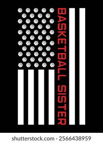 Vintage Basketball Sister USA Flag