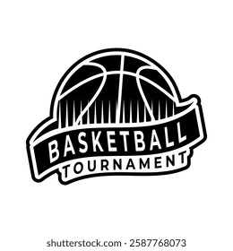 Vintage Basketball tournament logo design vector template