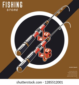 Vintage Bass fishing label - Vector