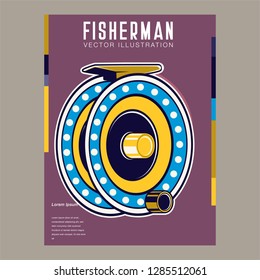 Vintage Bass fishing label - Vector