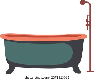 Vintage Bathtub Flat Design Illustration