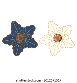 Vintage Batik Logo, Muster. Batik-Produktion Retro-Stil Vektorgrafik