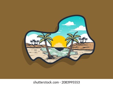 Vintage bay beach illustration graphic design