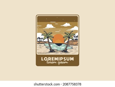 Vintage bay beach illustration graphic design