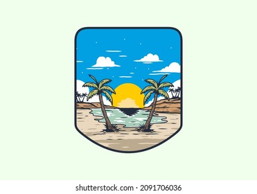 Vintage bay beach illustration graphic design