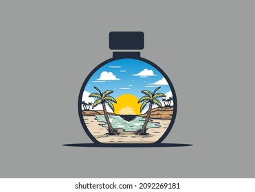 Vintage bay beach illustration graphic design