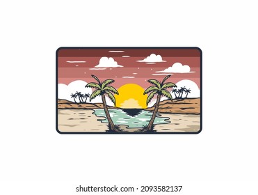 Vintage bay beach illustration graphic design