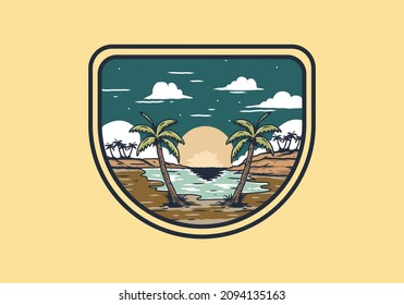 Vintage bay beach illustration graphic design
