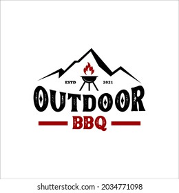Vintage BBQ Grill, Barbecue, Barbeque Label Stamp Logo design vector