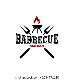 Vintage BBQ Grill, Barbecue, Barbeque Label Stamp Logo design vector