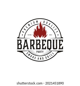 Vintage BBQ Grill Barbacoa Etiqueta Sello de diseño vectorial