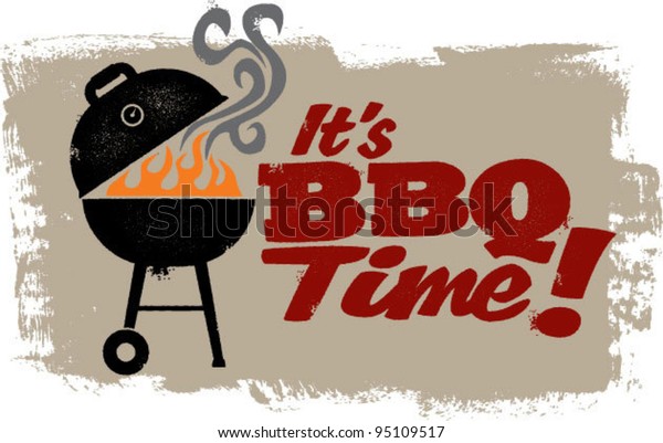 Vintage q Grill Party Stock Vector Royalty Free