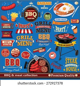 Vintage BBQ meat poster design element 