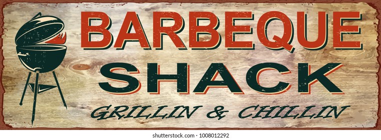 Vintage BBQ metal sign.