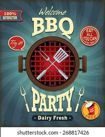 Vintage BBQ Party Poster Design