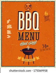 Vintage BBQ poster. Vector background.