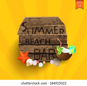 Vintage Beach Bar sticer. Vector.
