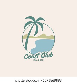 Vintage beach design template for surf club, surf shop, surf merch.