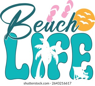 Vintage Beach Life Summer  T-shirt design