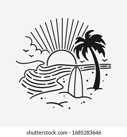 vectorial vintage de línea de playa. vector aislado. 