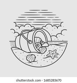 vintage beach line art vector art. isolated vector. 
