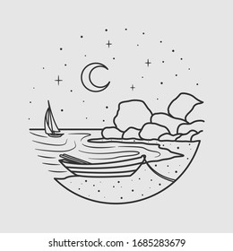 vectorial vintage de línea de playa. vector aislado. 