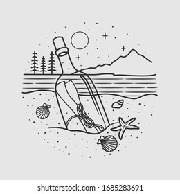 vintage beach line art vector art. isolated vector. 