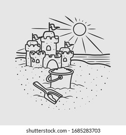 vintage beach line art vector art. isolated vector. 