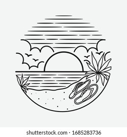 vectorial vintage de línea de playa. vector aislado. 