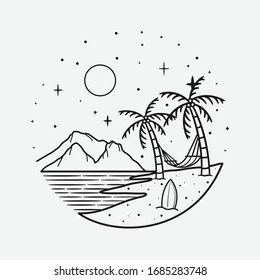 vectorial vintage de línea de playa. vector aislado. 