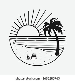 Vintage Beach Line Vektorillustration Kunst. isolierte Vektorillustration. 