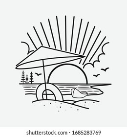 vectorial vintage de línea de playa. vector aislado. 