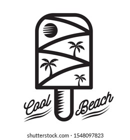 Vintage Beach theme design with ice icon, good for tshirt design and beach logo