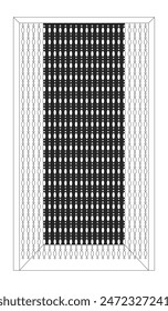 Vintage bead curtain on doorway black and white 2D line cartoon object. Hanging entrance cover isolated vector outline item. Handmade decor for home interior monochromatic flat spot illustration