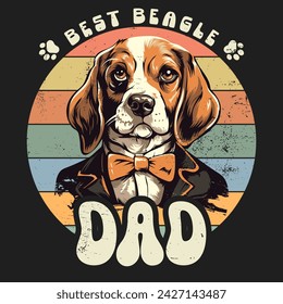 Vintage Beagle Dog Dad tshirt design vector