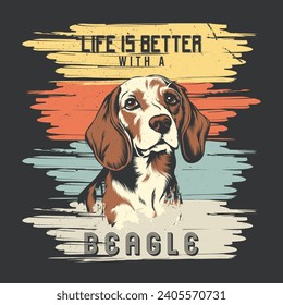 Vintage Beagle Dog Tshirt Design Vector