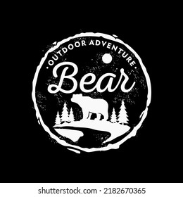 Vintage Bear Emblem Badge Logo Design Vector Template
