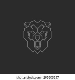Vintage bear face Line art logotype emblem symbol. Can be used for labels, badges, stickers, logos vector illustration.